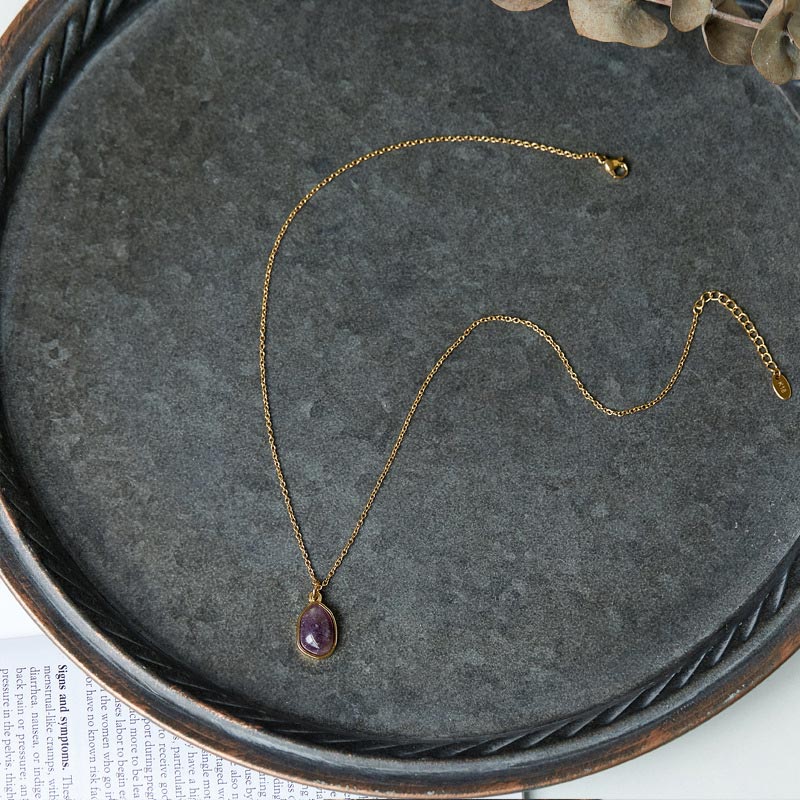Halskette aus Grünem Aventurin, Amethyst und Rosenquarz