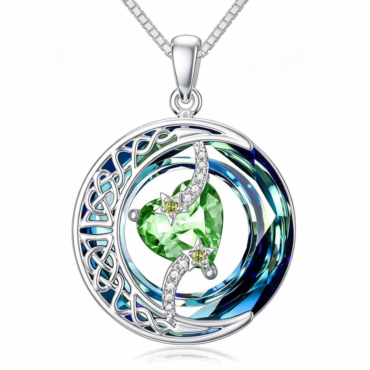 Moonlit Birthstone Heart Necklace | S925 Silver