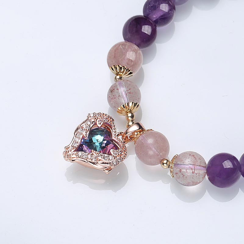 Amethyst Strawberry Quartz Bracelet