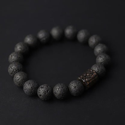 Lava Rock Ebony Wood Tiger's Eye Bracelet