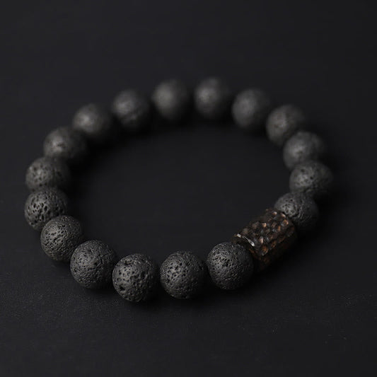 Lava Rock Ebony Wood Tiger's Eye Bracelet