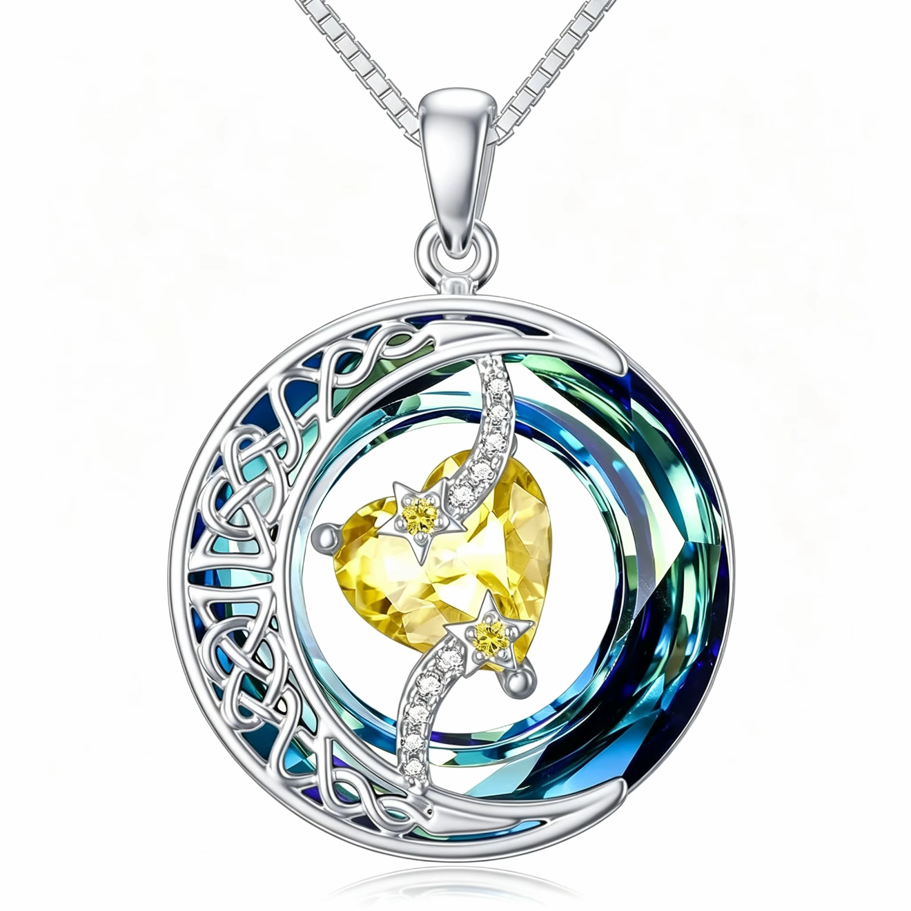 Moonlit Birthstone Heart Necklace | S925 Silver