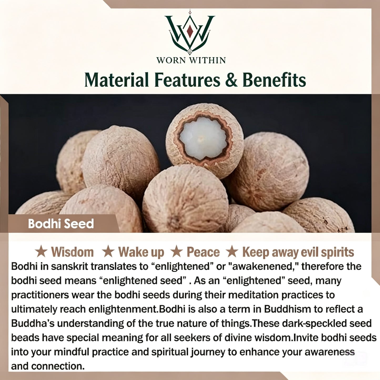 108 Beads Bodhi Seed Wrist Mala Bracelet