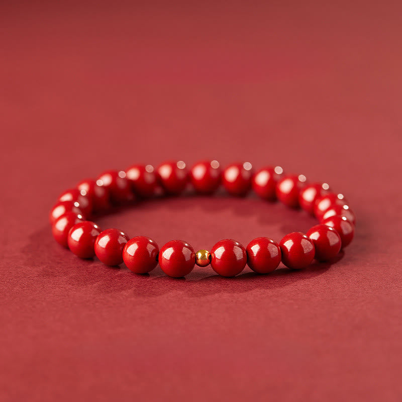 Cinnabar Silver Bead Bracelet