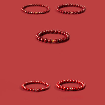 Cinnabar Silver Bead Bracelet