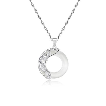 White Jade Koi Fish Necklace